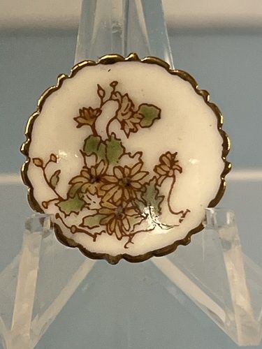 Floral Gold and Green China-Painted Plate mc030634