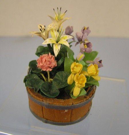 Floral Arrangement in Half Barrel ala365