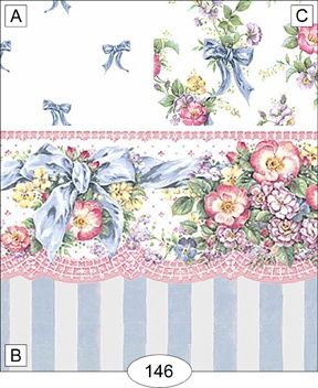 Flowers and Bows - Blue- 146 wal146b