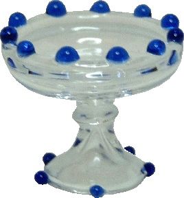 Glass Cake Plate with Blue Accents bdhb206
