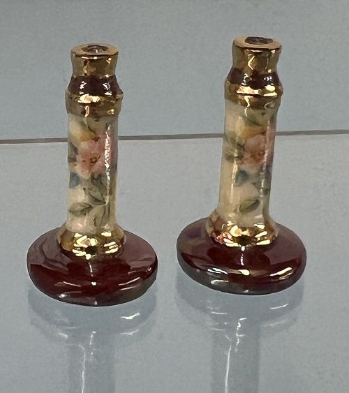 Gold and Burgundy Floral Candlesticks Vince Stapleton TD41208a
