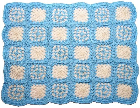 Granny Square Afghan - Blue Edging bdd091