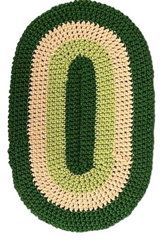 Green and White Crocheted Area Rug mc198x
