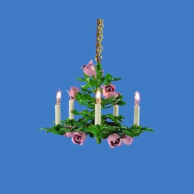 Five-Light Floral Chandelier chnpink