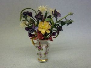 Flower Arrangement in Gold and White Vase a61266409