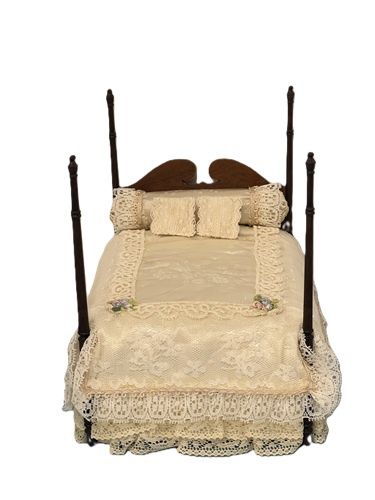 Four Poster Bed Fully Dressed with Pillows 10000089-1