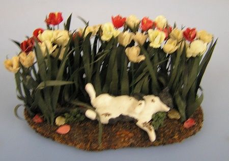 Flower Garden with Kitty Cat ala374