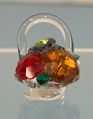 Glass Basket Full of Crystals mc030682a