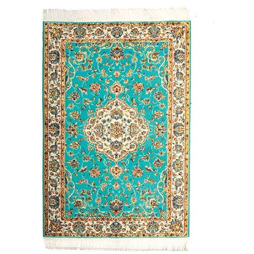 Gold and Aqua Turkish Rug g6826