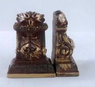Gold and Mahogany Painted Book-ends be0925
