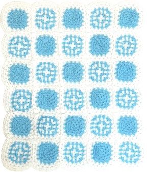 Granny Square Afghan - Lt Blue with White Edging bdd121