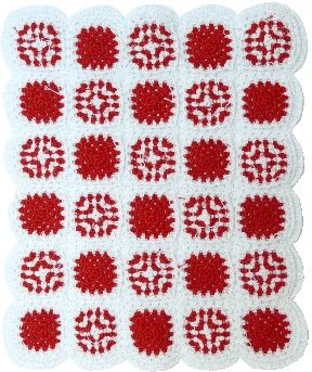 Granny Square Afghan - Red and White bdd123