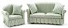 Green and White Check Sofa and Chair Set cla91710
