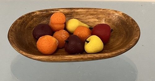Hand Crafted Wood Dough Bowl with Fruit STT121F