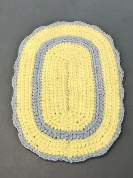 Hand Crocheted Yellow and Gray Rug MC00474