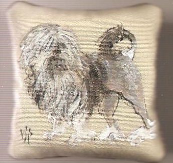 Handpainted Dog Pillow 25 bsis25