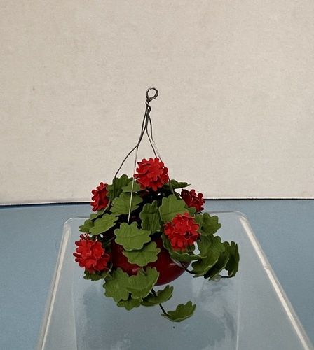 MCBJ316 Red Geraniums Hanging Bskt