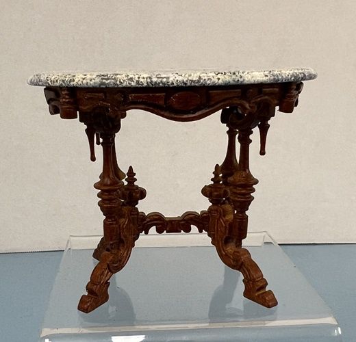 Highly Carved and Detailed Bespaq Table with Marble Top mc030833