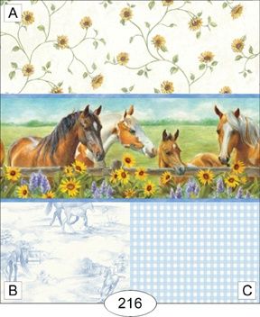 Horses and Daisies - Blue - 216 wal216-1