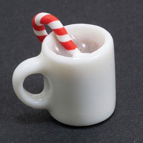 Hot Chocolate in Mug with Whipped Cream and Candy Cane art223