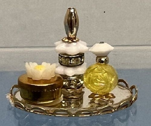 Green Perfume Tray with 2 Bottles &amp; Powder Box CB20