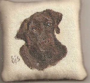 Handpainted Dog Pillow 84 bsis84
