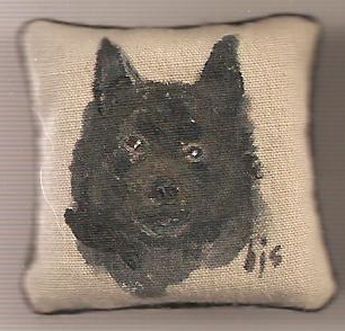 Handpainted Dog Pillow 37 bsis37