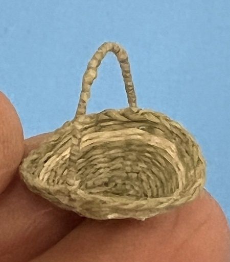 Handwoven waxed linen cord basket- Light Green. ALA879