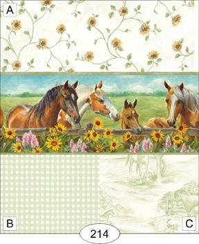 Horses and Daisies - Green - 214 wal214-1