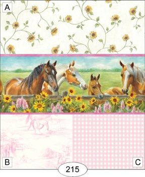 Horses and Daisies - Pink - 215 wal2315