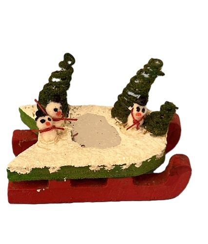 Iced Pond on Sleigh with Trees and Snowmen mc301x