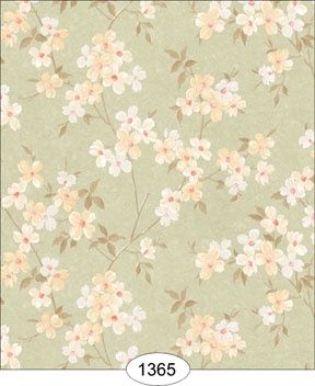 Japanese Dogwood Floral - White on Green WAL1365