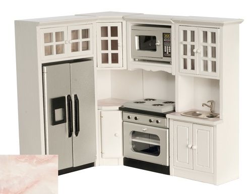 Kitchen Set of 4 White Marble T5386