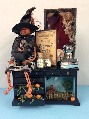 Hand Made Orange Skeleton Witch Display NOUR08