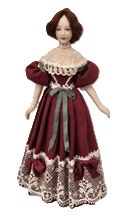 Handpainted Porcelain Victorian Lady In Burgundy auc2829T