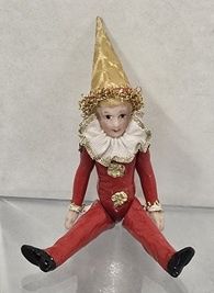 Handpainted Red Jointed Bisque Clown Doll MCT0009