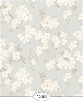 Japanese Dogwood Floral - White on Dusty Blue WAL1368