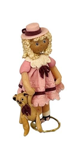 Karen Gibbs Clay Doll Holding a Teddy Bear mc1518x