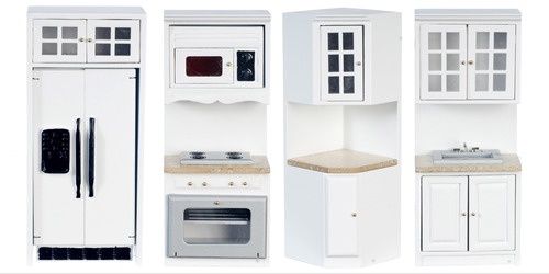 Kitchen Set 4 White Marble T5716