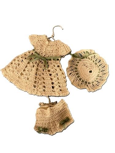 Hand Crocheted Dress, Panties &amp; Hat mc1936x