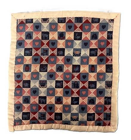 Handmade Rose and Blue Heart Quilt McQuilt