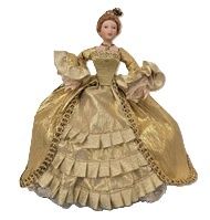 Handpainted Porcelain Doll in Gold Lame' Ballgown mc1474x
