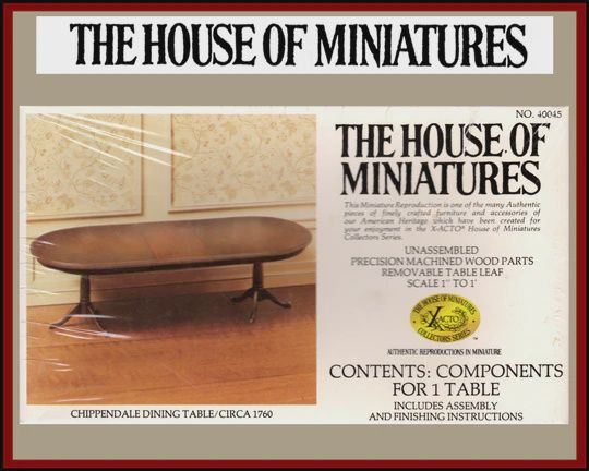 House of Miniatures Furniture Kit #40045 X-Acto Chippendale Dining Table no.40045