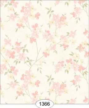 Japanese Dogwood Floral - Peach on Ivory WAL1366
