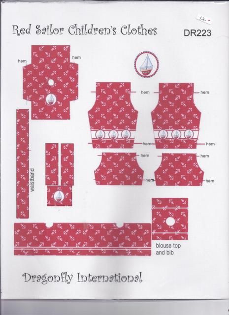 Kit for Red Sailor Children's Clothes DR223