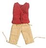 Lady's Red V Neck, Tan Capris aztg5556