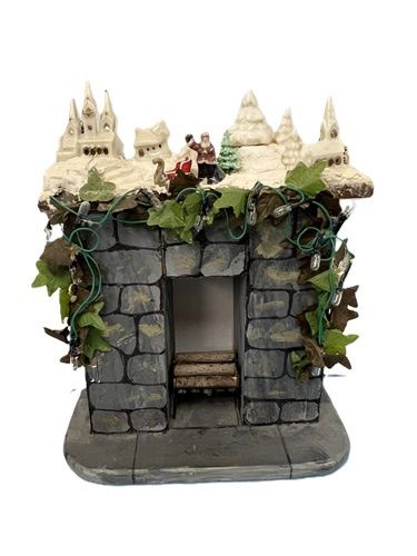 Large Fireplace with Light Up Village by Renee' Derra mc509x
