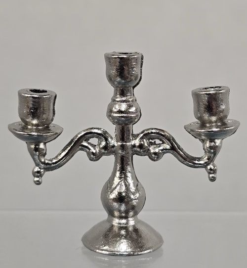 Large Silver Tone 3-Arm Candelabra azb0306