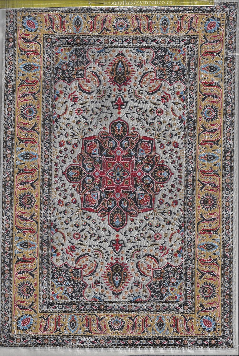 Large woven carpet with runner (7 3/8" X 12 1/2" with fringe) lr012