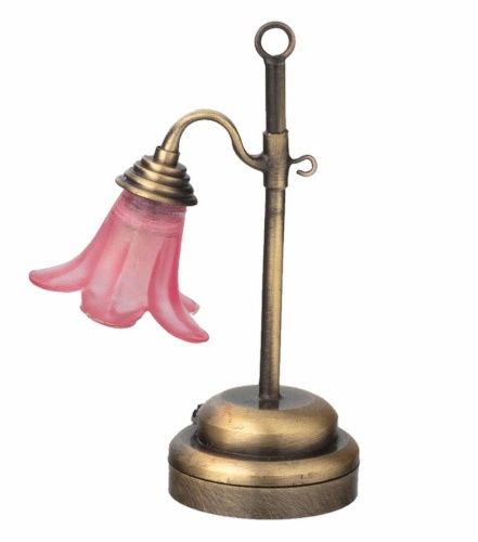 LED - Antique Gold Table Lamp Pink Shade hw2362